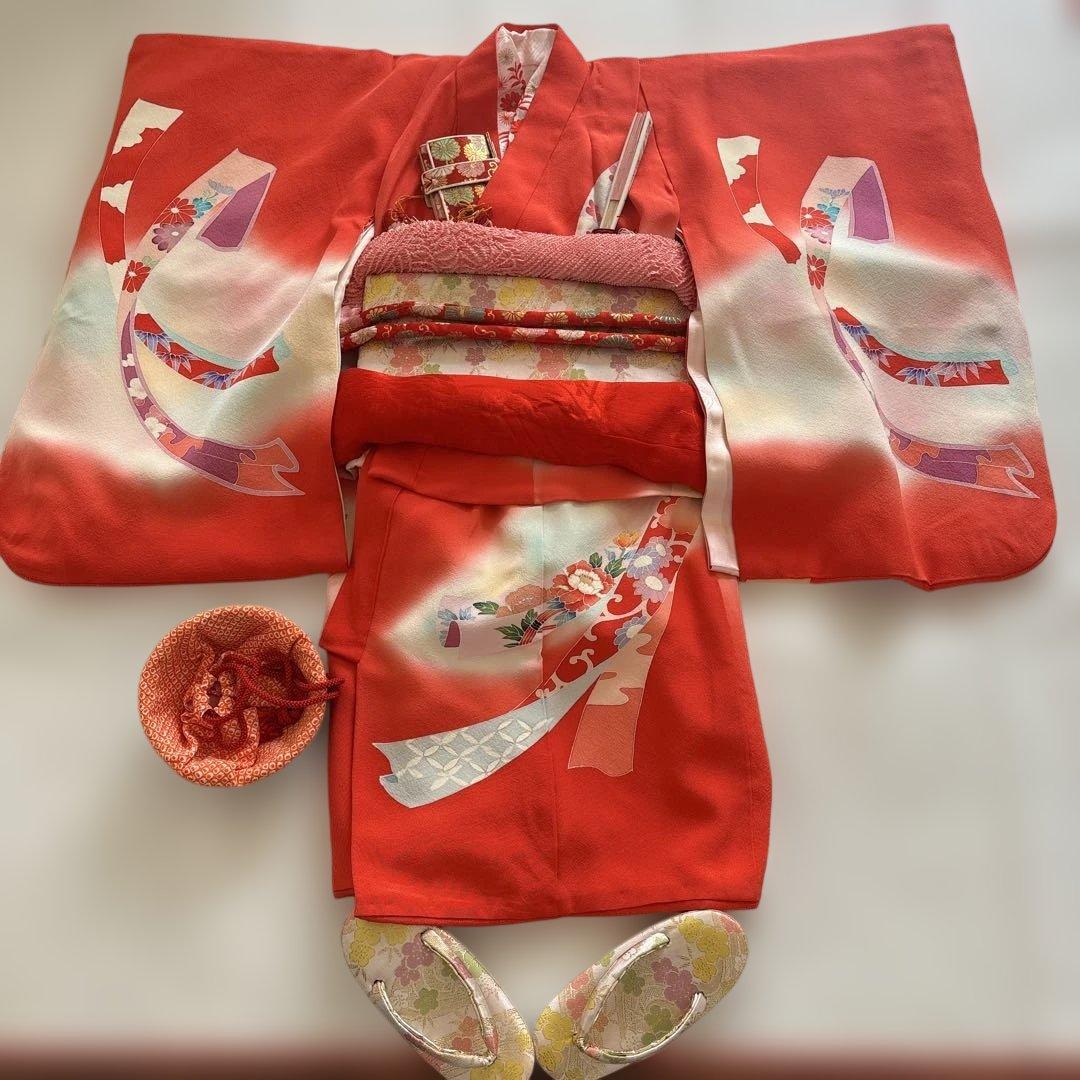 七五三　正絹　三歳着物十点セットおまけ付き