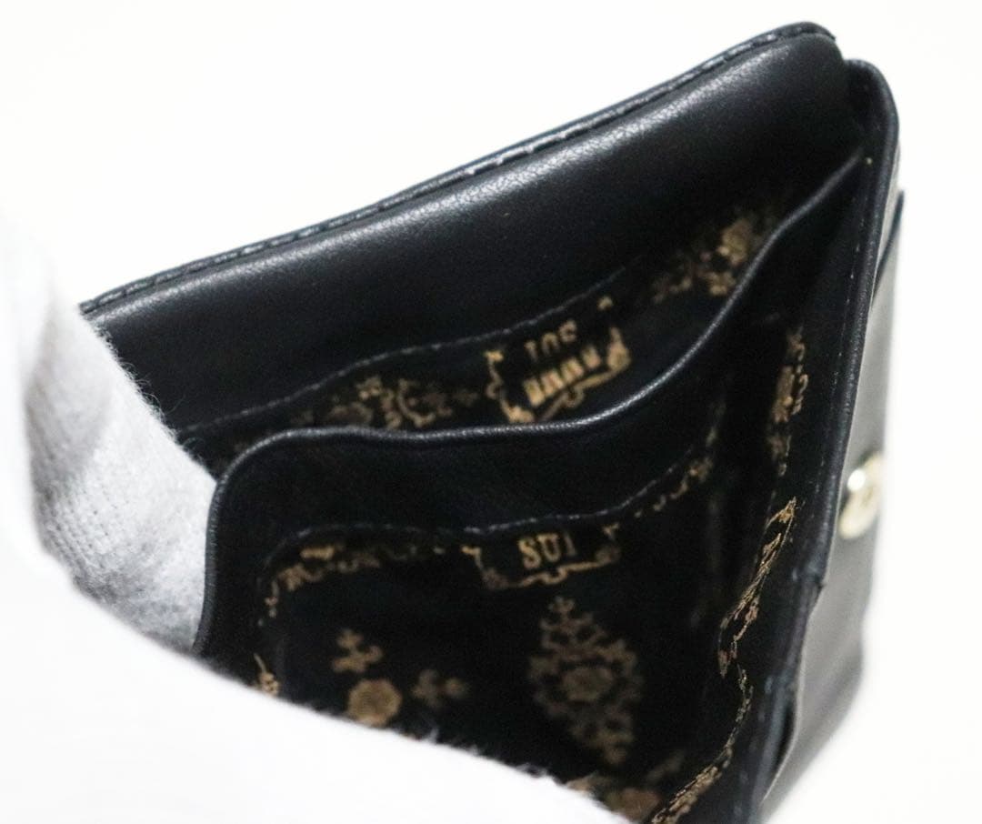 《アナスイ》新品 可愛いネコちゃん 星型押しレザー 2つ折りがま口財布 口金