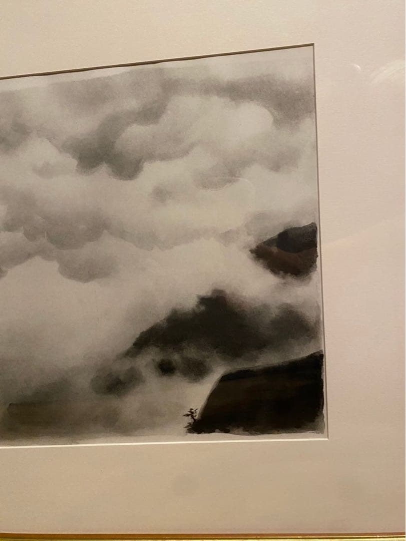東山魁夷 白雲重疊 水墨 額縁 アート インテリア