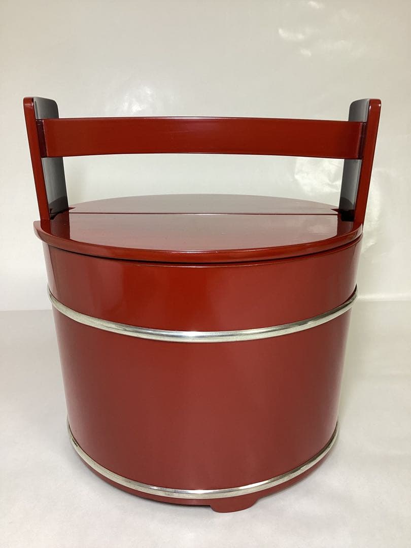 手桶水指 朱 塗師 陽斎 木箱入 茶道具 古物品