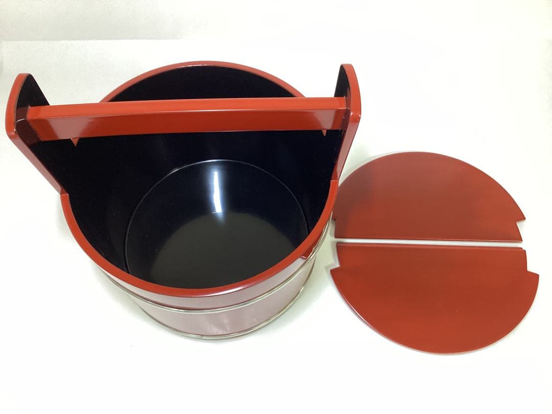 手桶水指 朱 塗師 陽斎 木箱入 茶道具 古物品