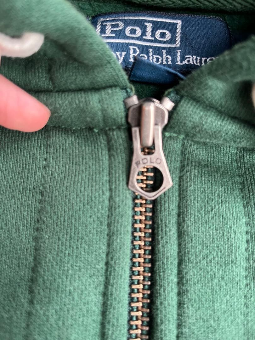 90s〜00s ポロラルフローレン フルジップパーカー サイドリブ 赤ポニー