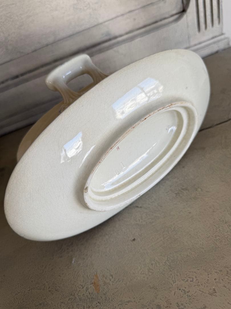 フランスアンティーク陶器クレイユモントローlinotteソーシエールソースボード