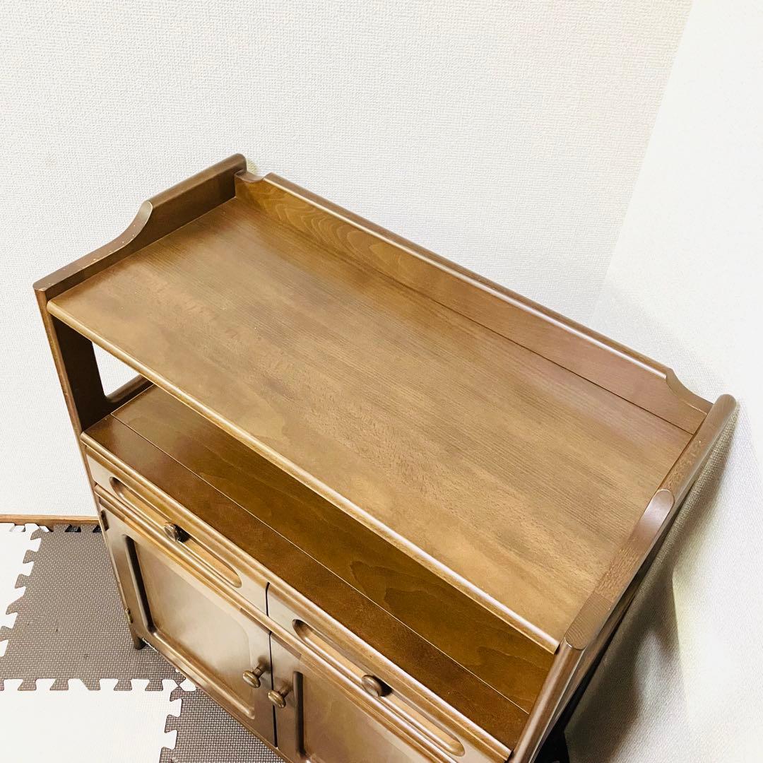 Karimoku カリモク家具 木製 電話台 キャビネット 飾り棚 美品 レア