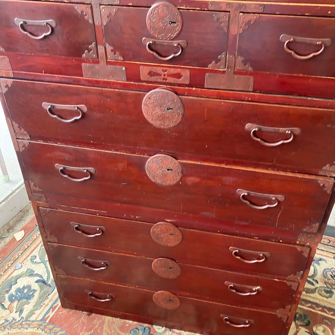 昭和レトロ 古家具 仙台箪笥 3分割 7段 引き出し箪笥 時代箪笥 古民家