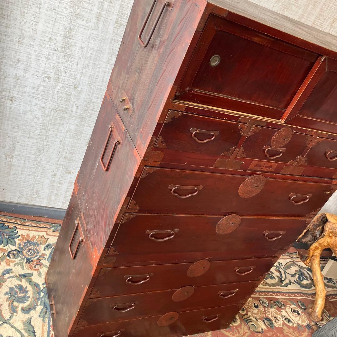 昭和レトロ 古家具 仙台箪笥 3分割 7段 引き出し箪笥 時代箪笥 古民家