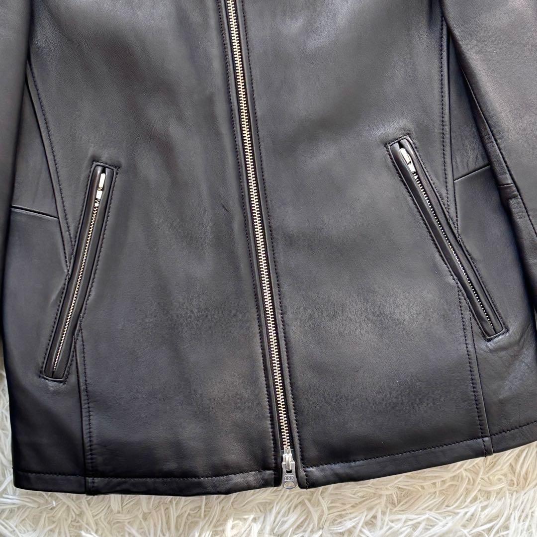 【極美品】羊革 キルティング メンズビギ シングル ライダースジャケット 赤