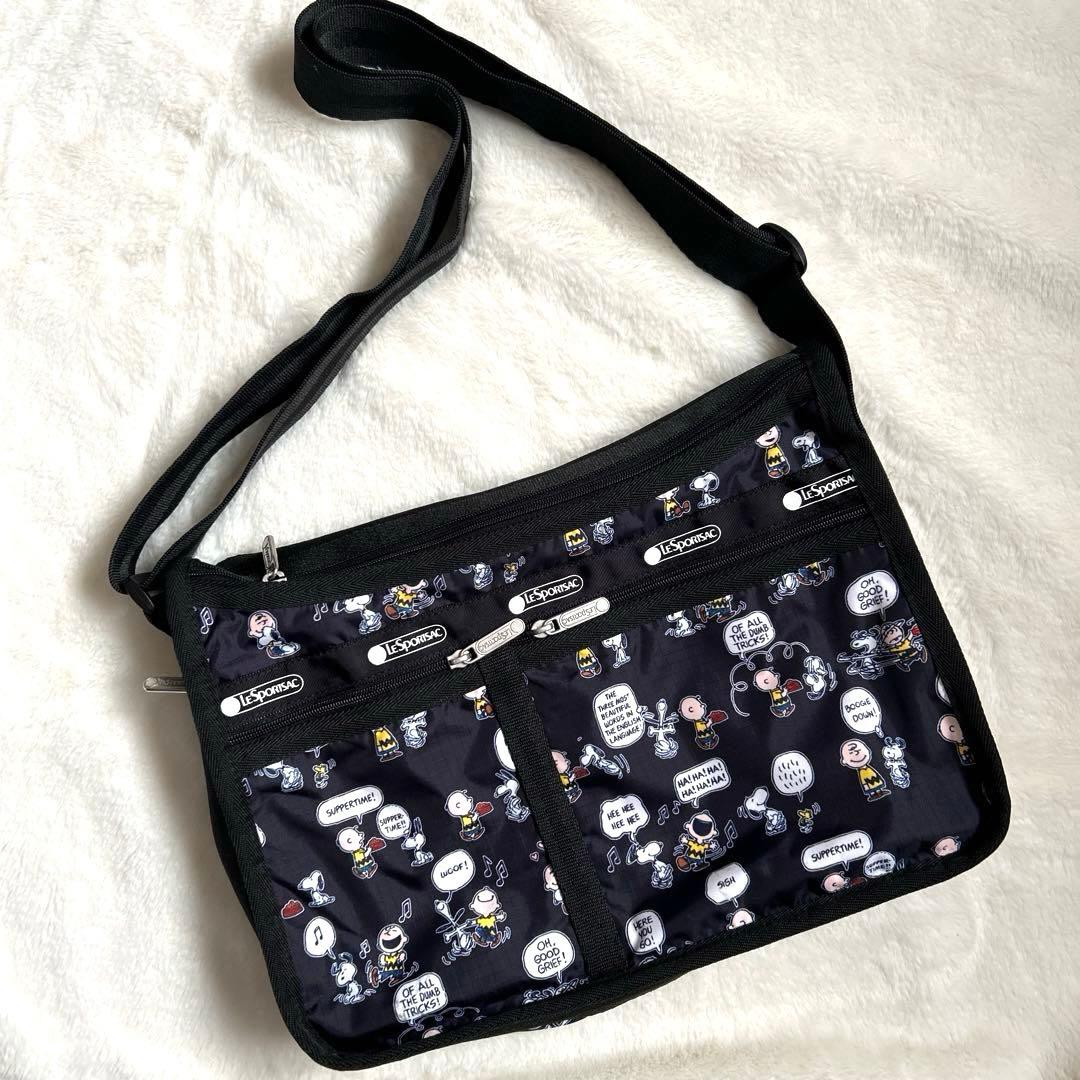 【ポーチ付き】 レスポートサック スヌーピー ショルダー ブラック 黒