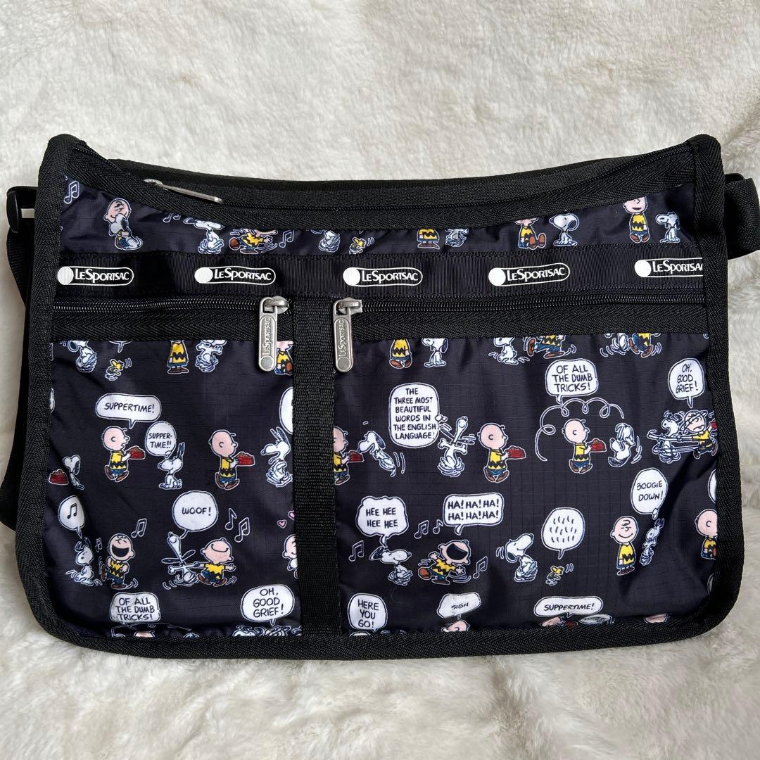 【ポーチ付き】 レスポートサック スヌーピー ショルダー ブラック 黒