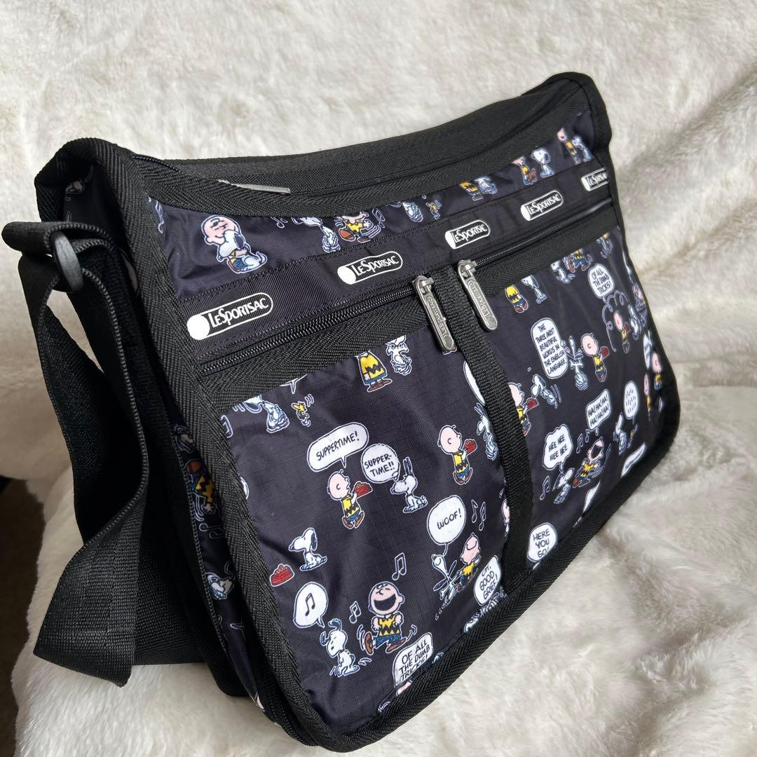 【ポーチ付き】 レスポートサック スヌーピー ショルダー ブラック 黒