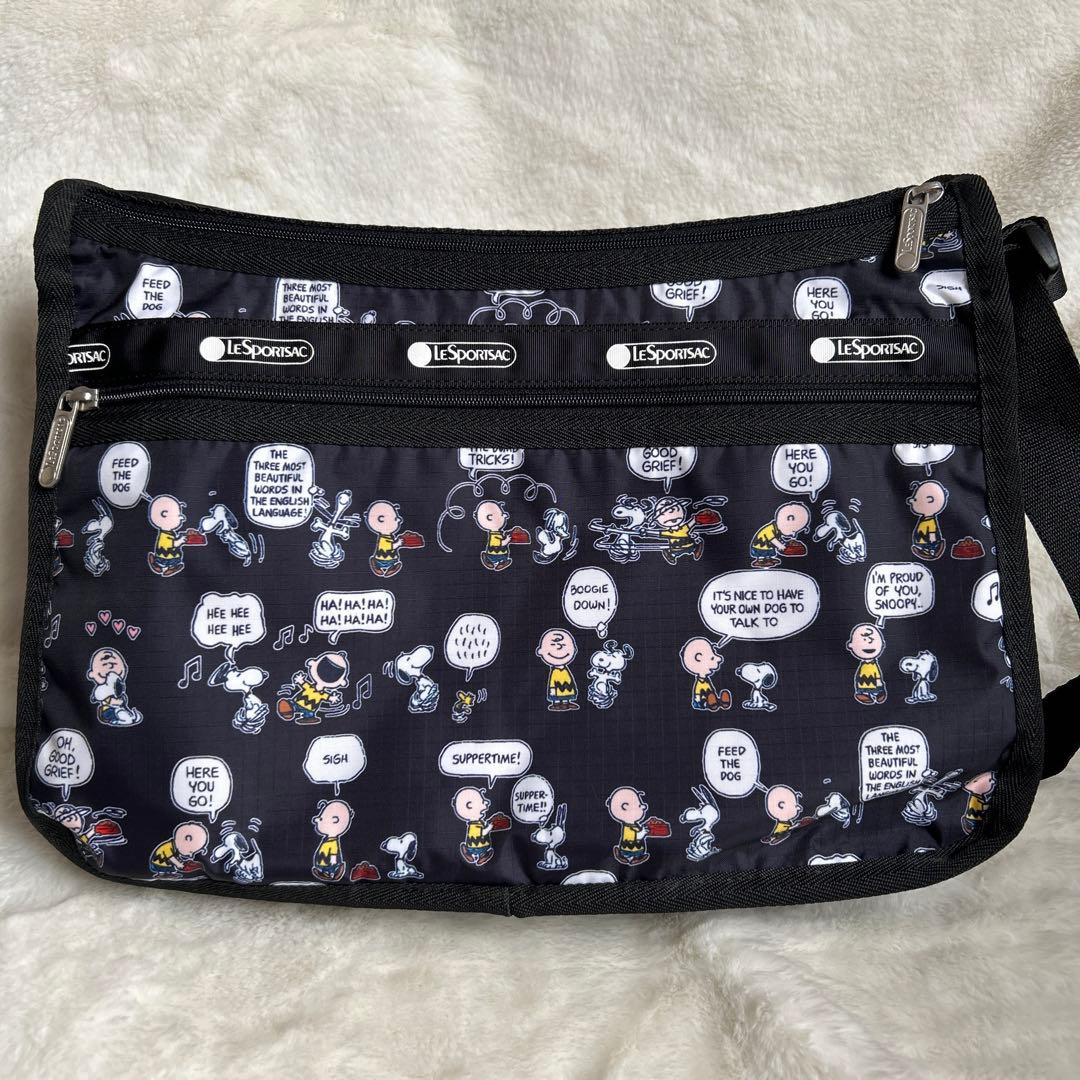 【ポーチ付き】 レスポートサック スヌーピー ショルダー ブラック 黒