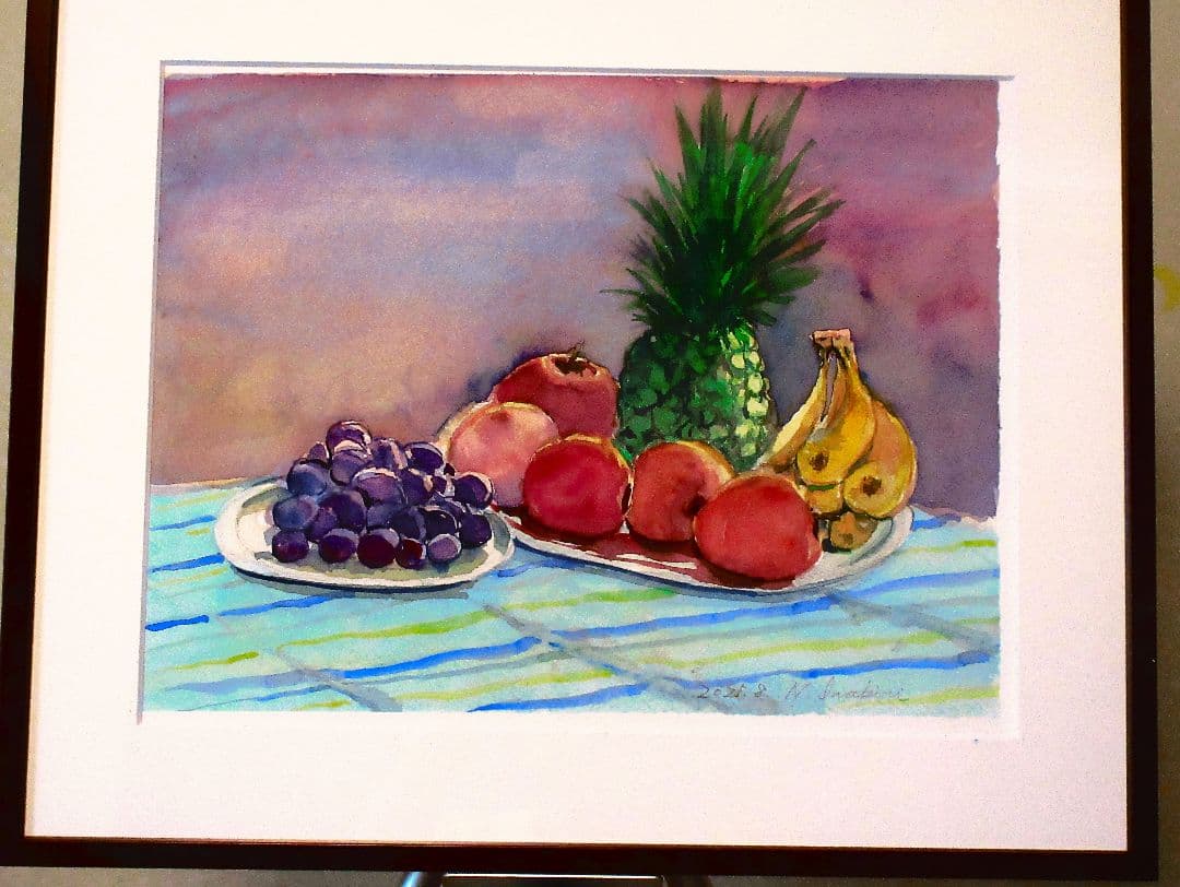 果物の静物画 水彩画 フレーム付きF６号