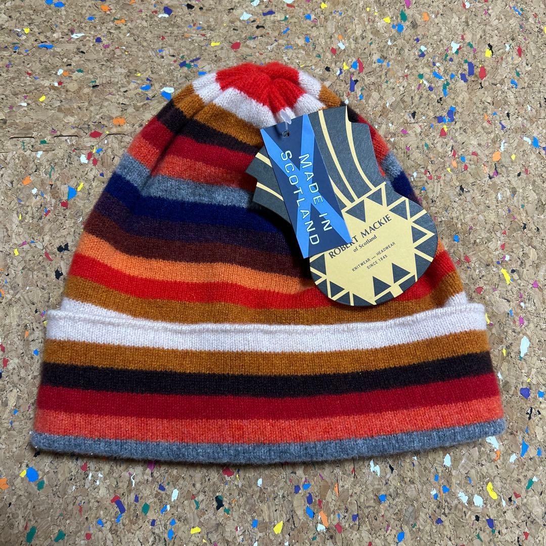 ビームスボーイ別注　ROBERT MACKIE マルチボーダー ニットキャップ