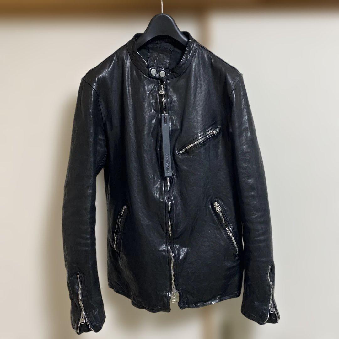 バックラッシュ ジャパンショルダーレザー製品染めシングルライダース