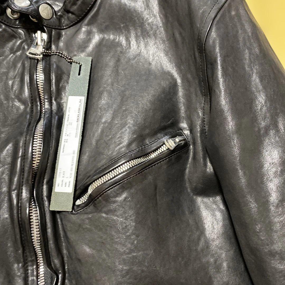 バックラッシュ ジャパンショルダーレザー製品染めシングルライダース