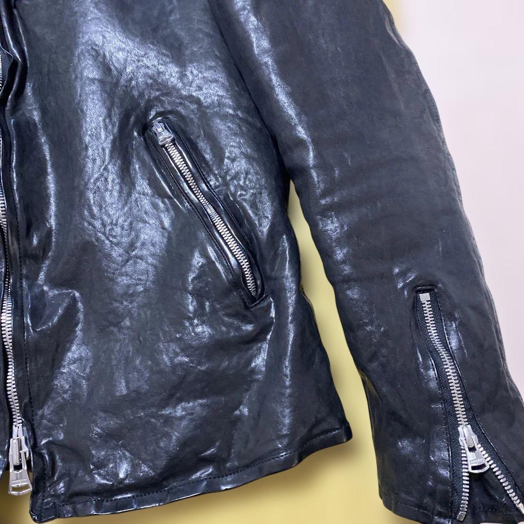 バックラッシュ ジャパンショルダーレザー製品染めシングルライダース