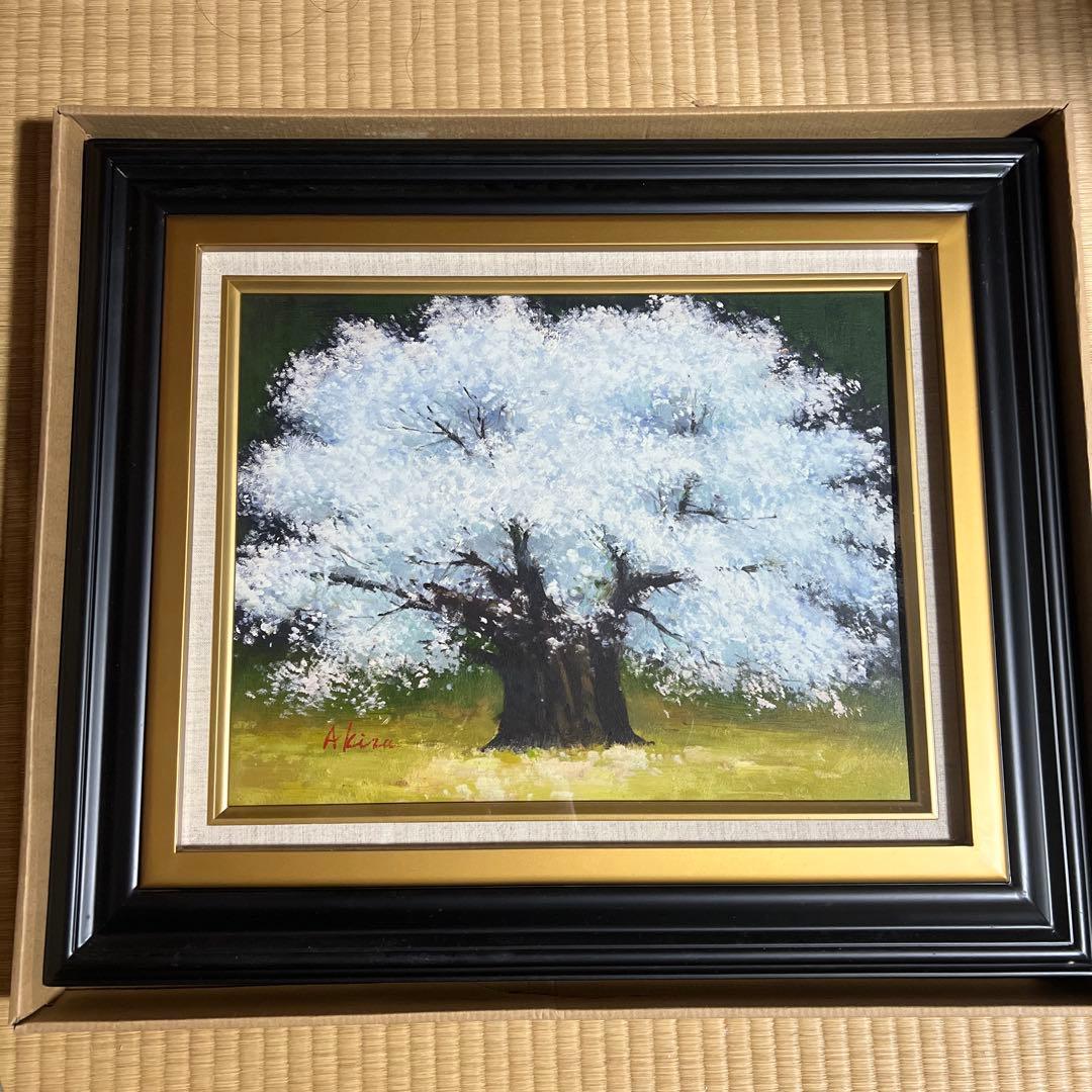 西田彰 根尾淡墨桜F6 油絵 日本画 作品番号20997 Akira 日本三大桜