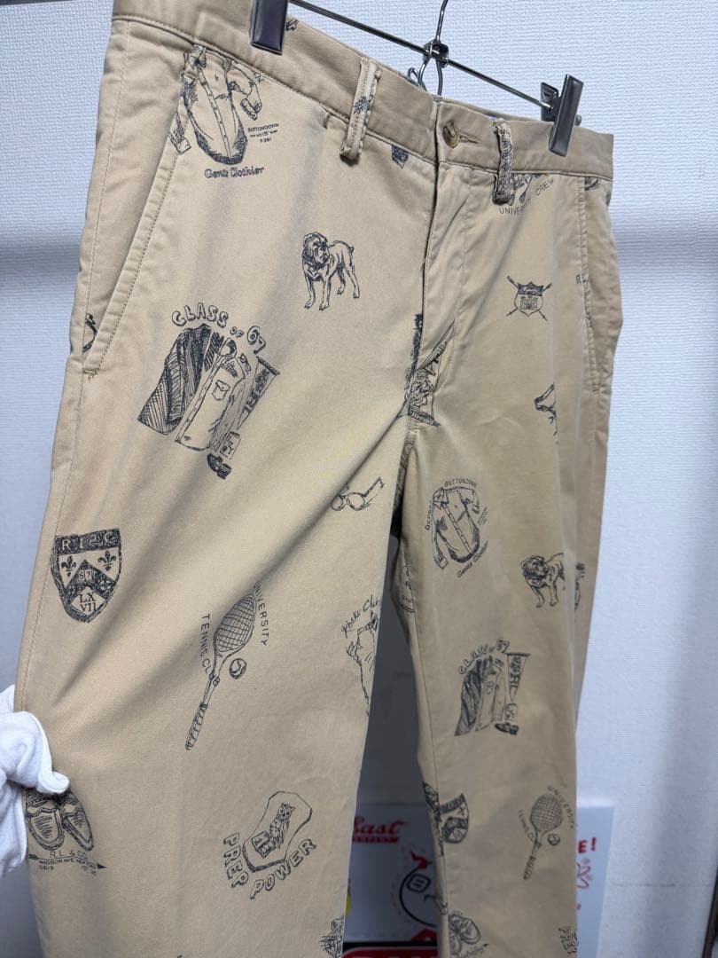 POLO RALPH LAUREN チノパンツ 総柄　手描き　トラウザーズ　32