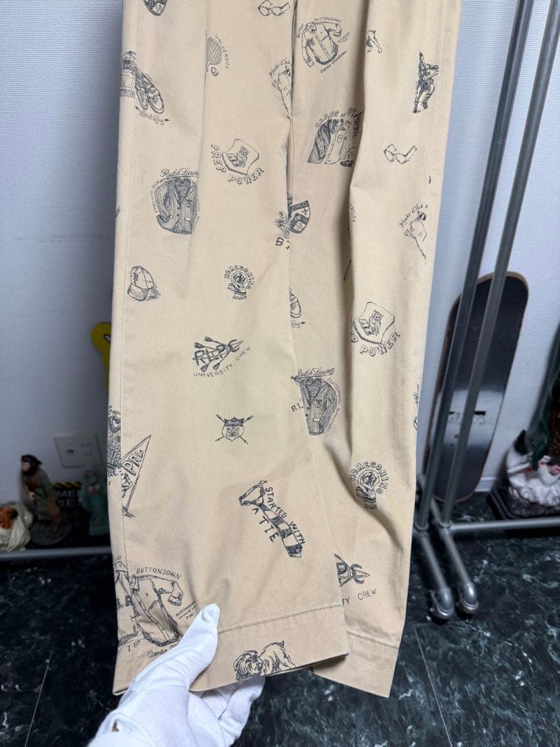 POLO RALPH LAUREN チノパンツ 総柄　手描き　トラウザーズ　32