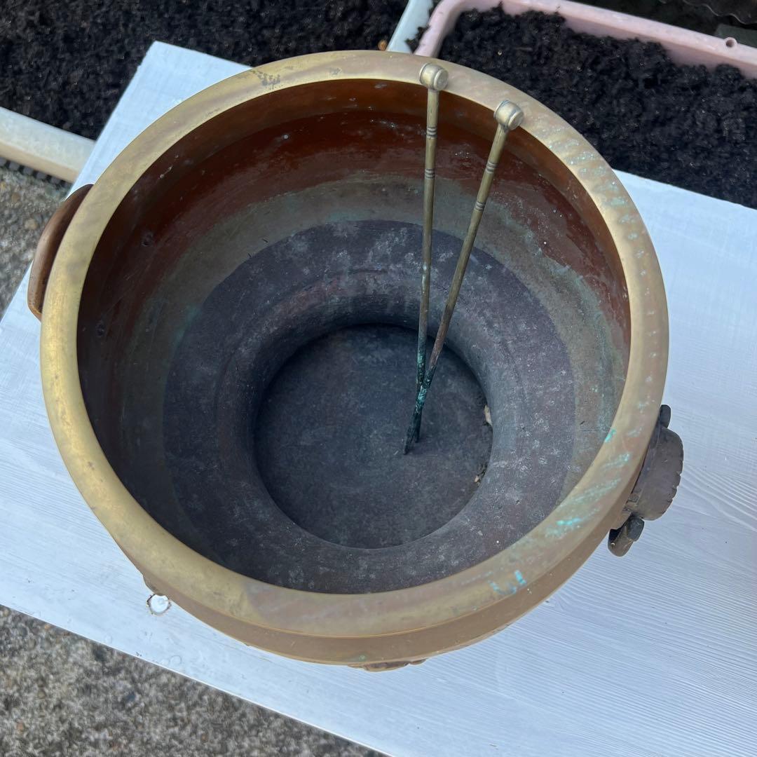 昭和レトロ 銅製火鉢 2つ アンティーク ヴィンテージ 古道具 古民家 双耳