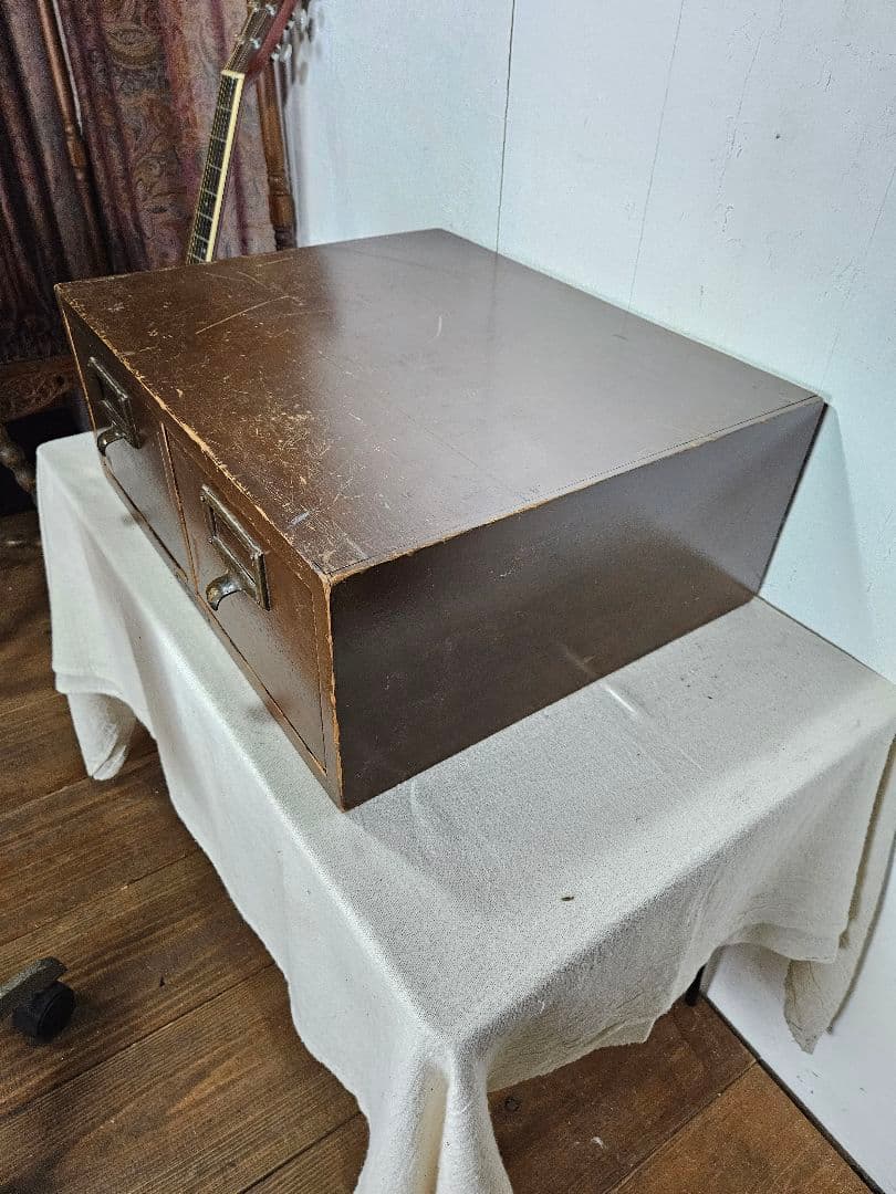 USアンティーク 木製のカードキャビネット CDホルダー Globe社製 卓上