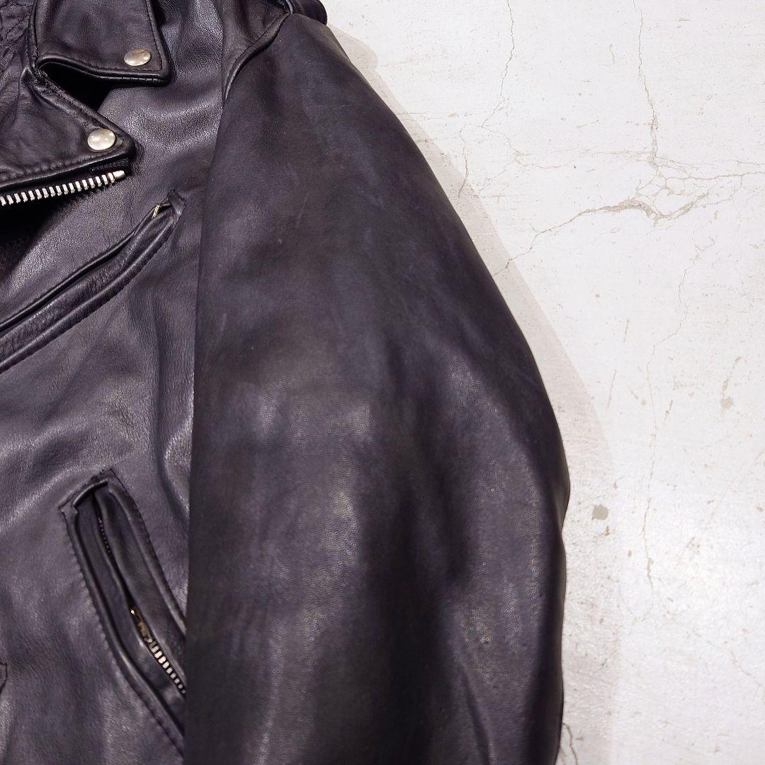 USヴィンテージ レザーライダースダブル 黒 牛革 サイドレースアップ