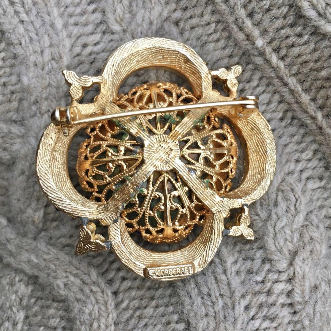 ココ様☆#4312 COROCRAFT ヴィンテージ　ブローチ　ツートン　ブルー