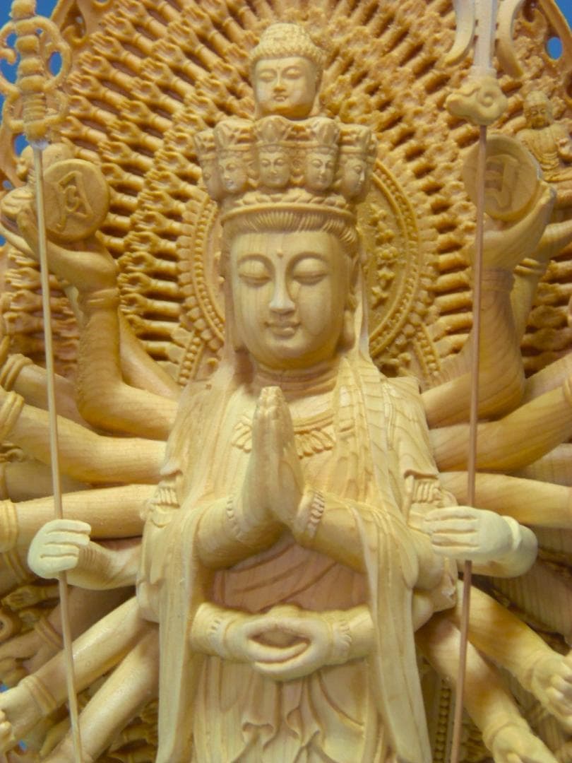 木彫仏像 千手観音 千手観世音菩薩 仏像 木彫 ヒノキ