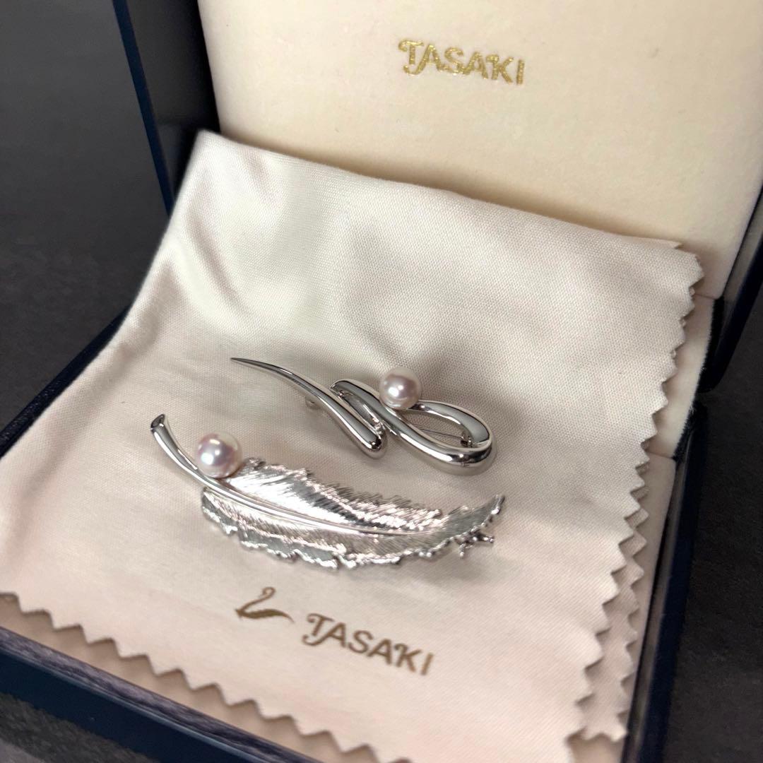 極美品　TASAKI　ブローチ 2点セット　田崎 真珠 パール シルバー 羽
