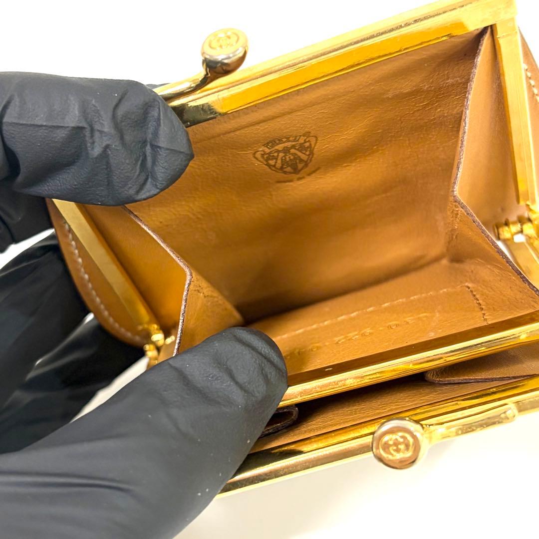 GUCCI グッチ GG柄 がま口 ケース 小銭入れ ベージュ ブラウン