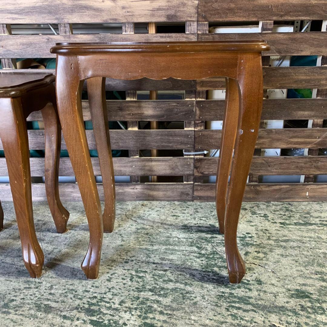 H886 レトロ家具 木製ネストテーブル 2点セット サイドテーブル 飾り棚