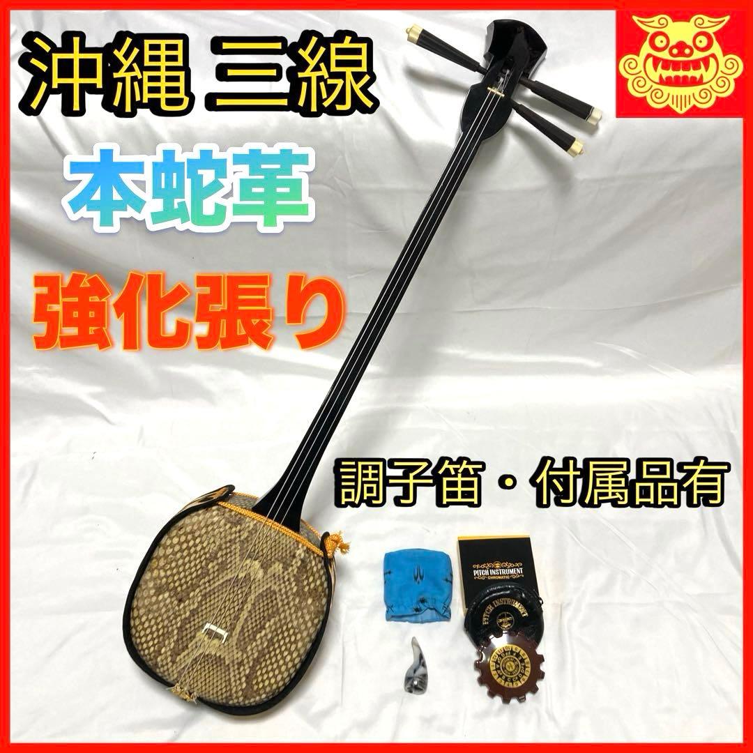 三線 沖縄 蛇革 蛇皮 本革 強化張り 付属品 和楽器 初心者 中級者