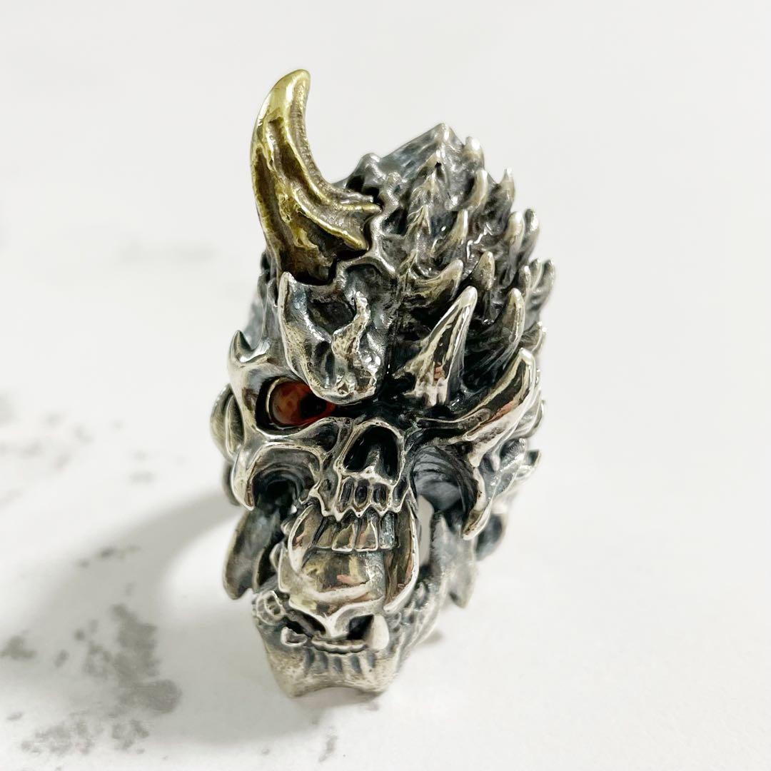希少　ストレンジフリークデザインス　スカル　リング　シルバー　ホーン　角