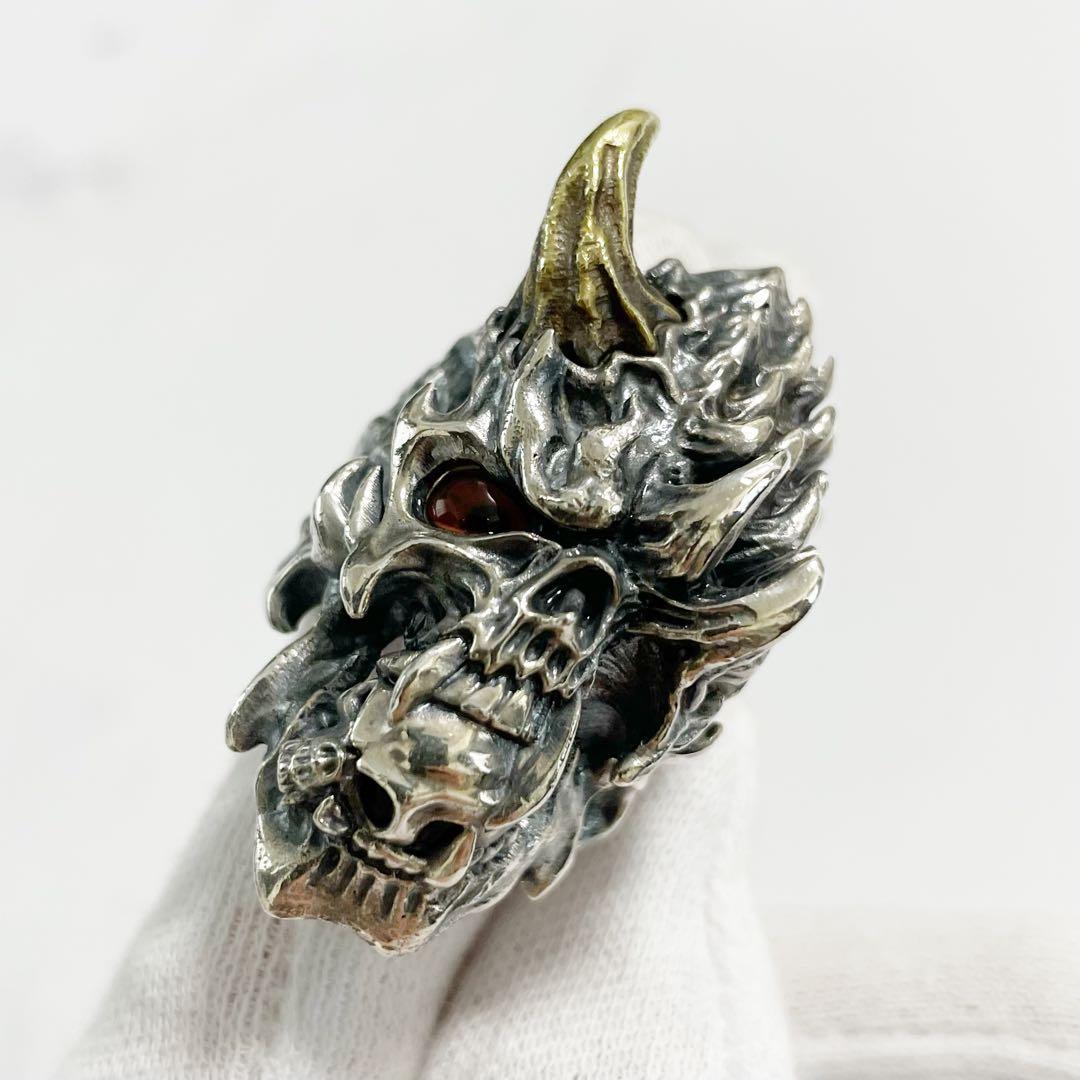 希少　ストレンジフリークデザインス　スカル　リング　シルバー　ホーン　角