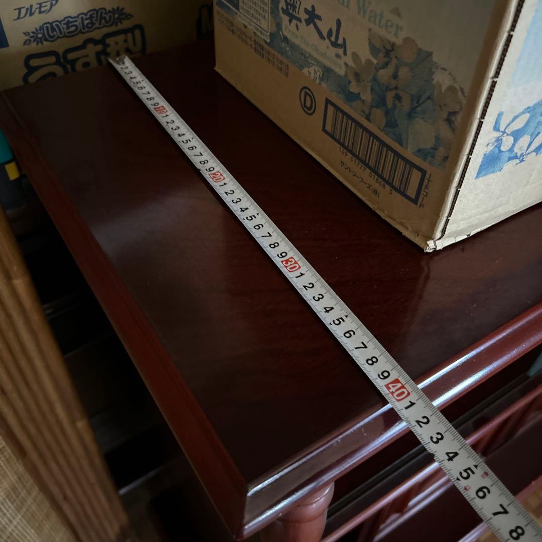 木製ガラス扉キャビネット 引き出し付き