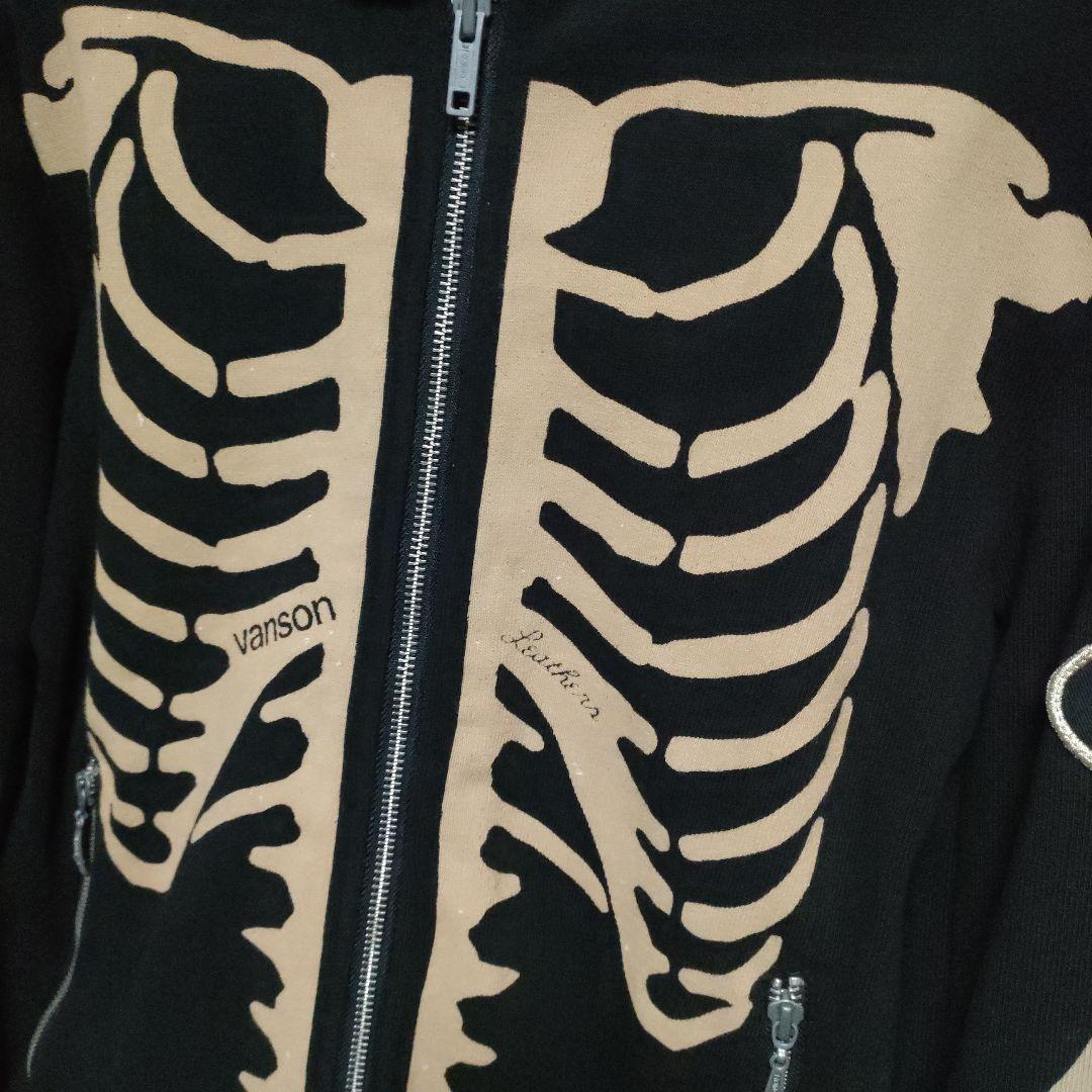 希少 VANSON バンソン シングル ライダース ジャケット スカル ボーン