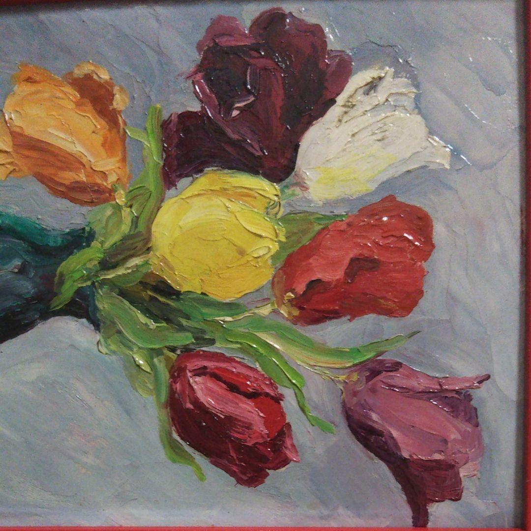 油彩画 チューリップ
