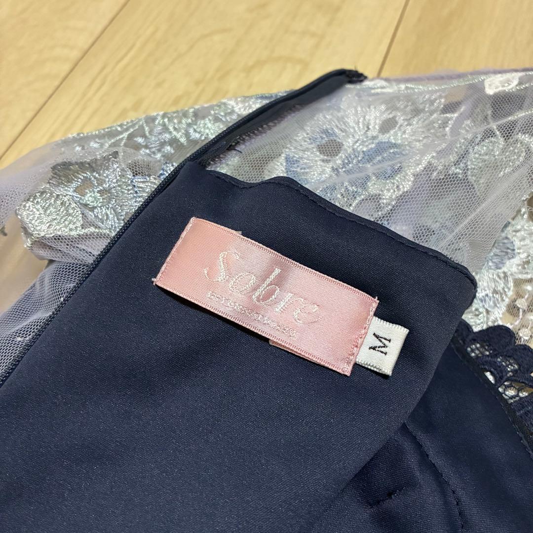 極美品✨ソブレ キャバドレス ビジュー ペプラム タイトドレス ネイビー M