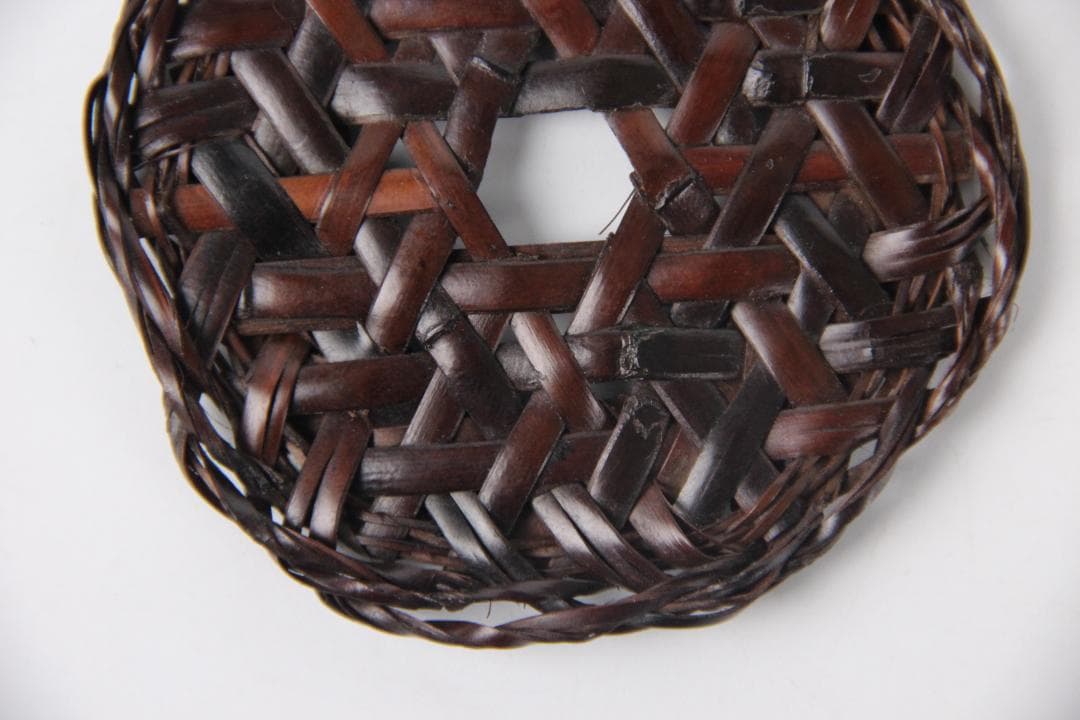 日本茶道具 鈴木 正々斎 造 竹編 亀甲 煎茶敷 幅8.5cm 共箱 Eo1-8