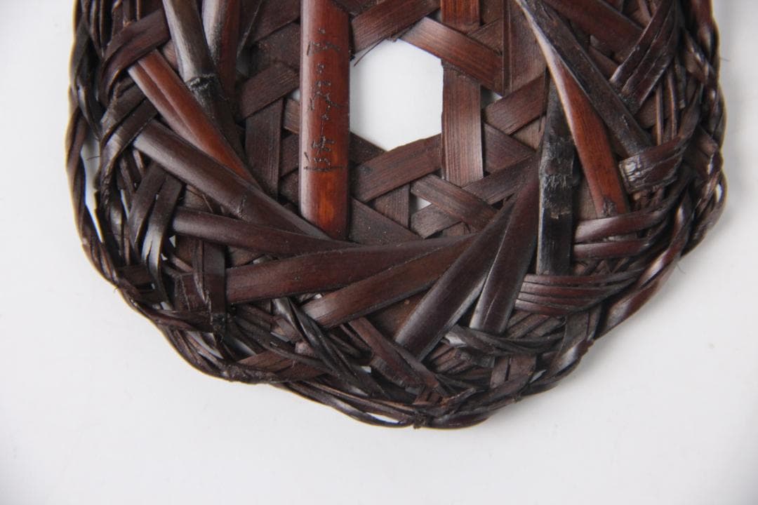 日本茶道具 鈴木 正々斎 造 竹編 亀甲 煎茶敷 幅8.5cm 共箱 Eo1-8