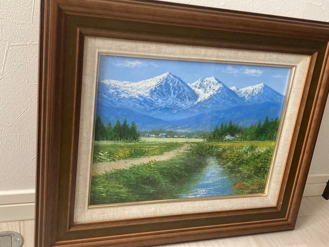 山田紀義画伯　北アルプス　白鳥　油絵　F4号