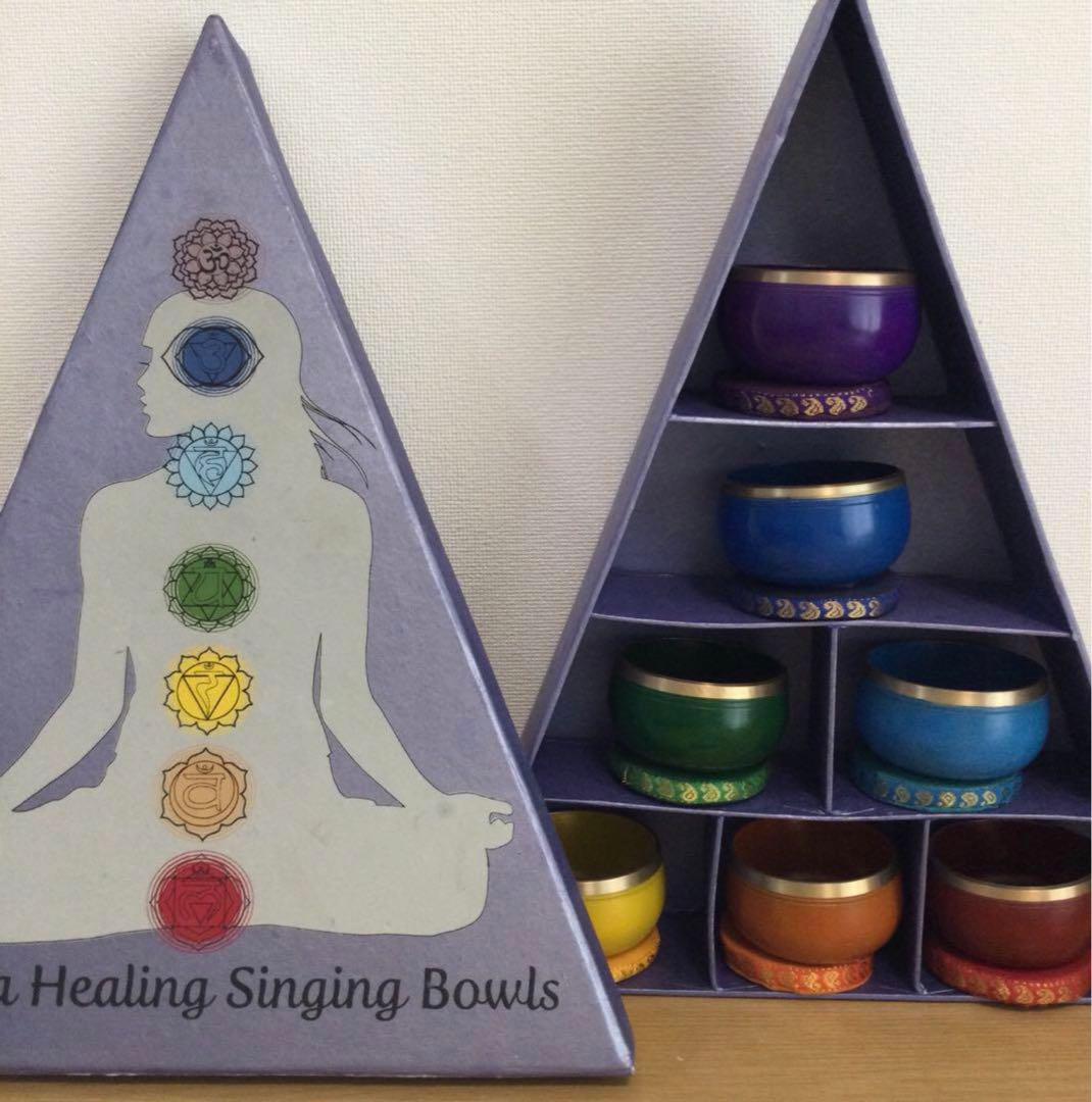 セブンチャクラ　ヒーリングシンギングボウル　7個セット　箱付き　中古