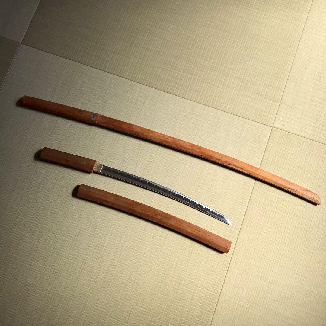 Js5 赤樫 木刀 模造刀 2本セット 脇差　白鞘 昭和レトロ