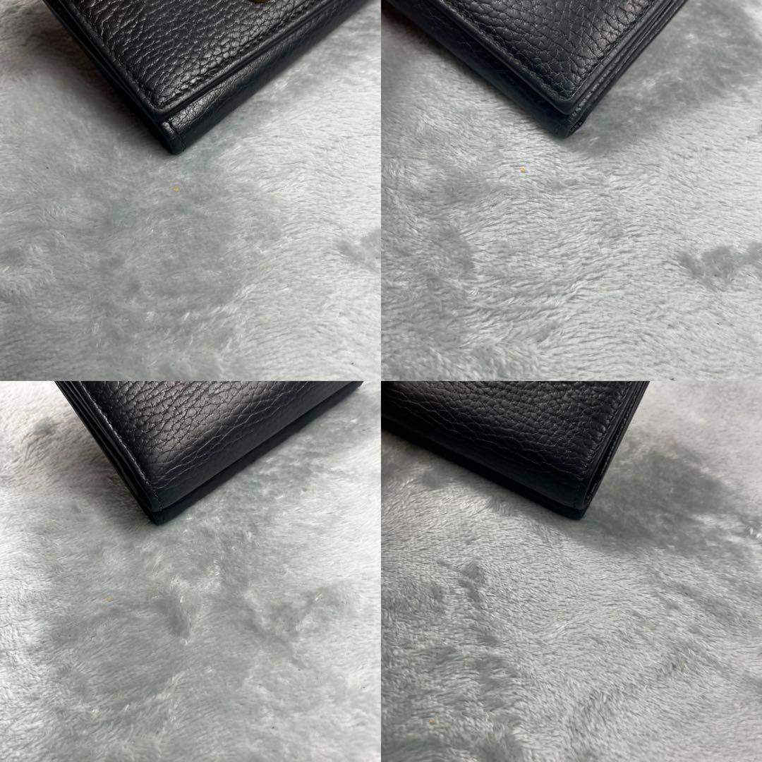Gucci グッチ 3つ折り財布 GG マーモント レザー 黒 ブラック
