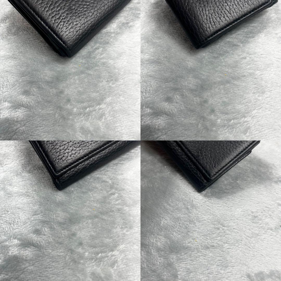 Gucci グッチ 3つ折り財布 GG マーモント レザー 黒 ブラック