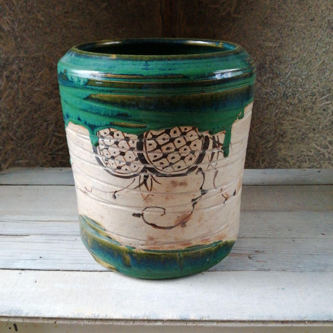 瀬戸焼　加藤作助　織部火鉢　27.5cm　大正～昭和初期