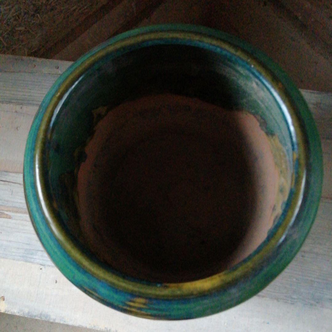 瀬戸焼　加藤作助　織部火鉢　27.5cm　大正～昭和初期