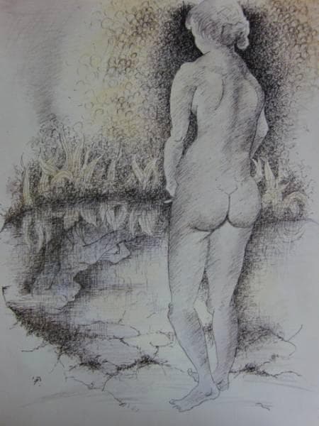 工藤甲人、裸婦習作、素描画版集より、版上サイン入り、新品高級額装付