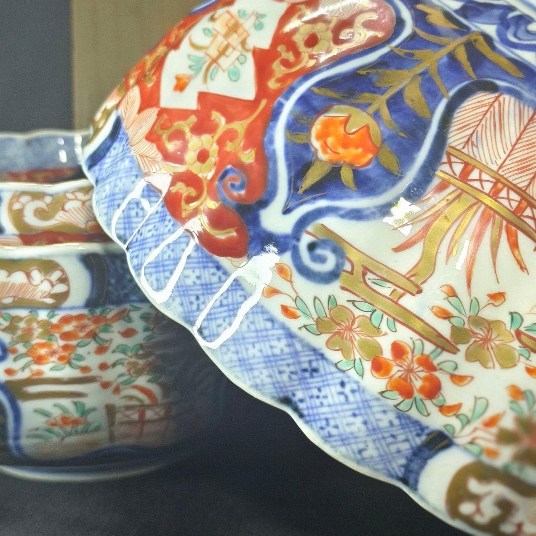 古伊万里 錦手 金彩ミッツ組大鉢 薄手 江戸古美術 骨董 旧家蔵出し美品