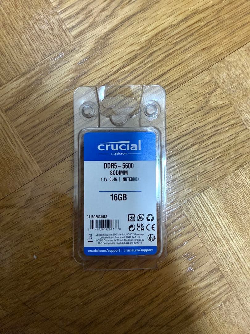 メモリー Crucial DDR5 5600 SO-DIMM 16GB